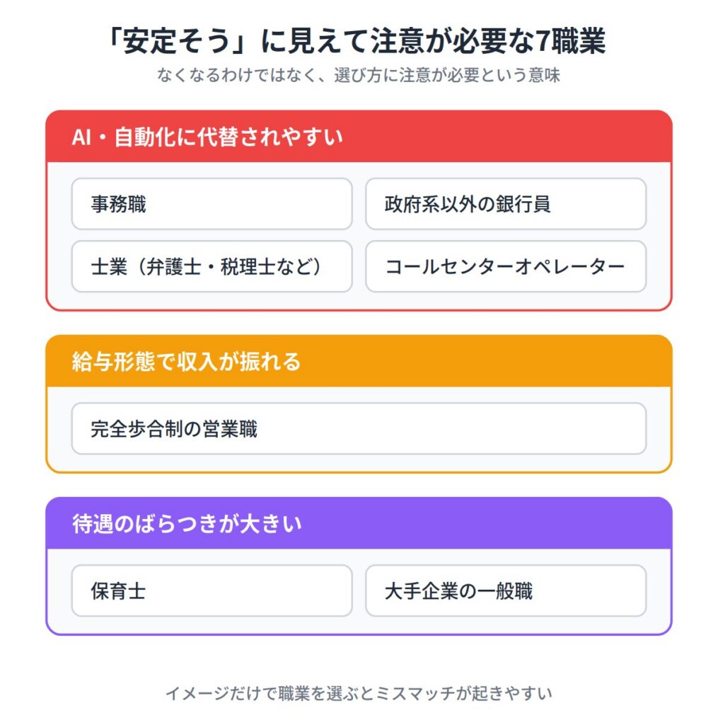 「安定」と思われがちだが実は不安定な職業7選