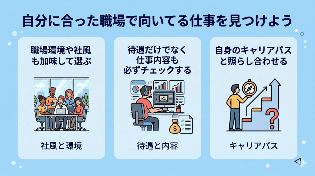 自分に合った職場で向いてる仕事を見つけよう
