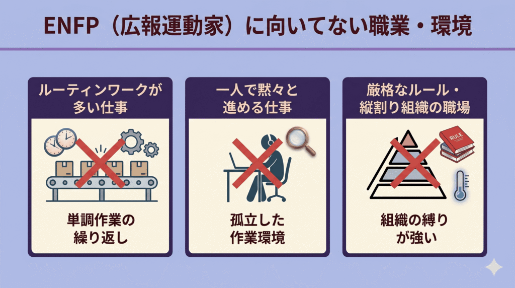 ENFP（広報運動家）に向いてない職業・環境