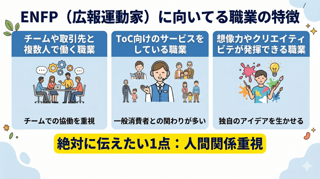 ENFP（広報運動家）に向いてる職業の特徴